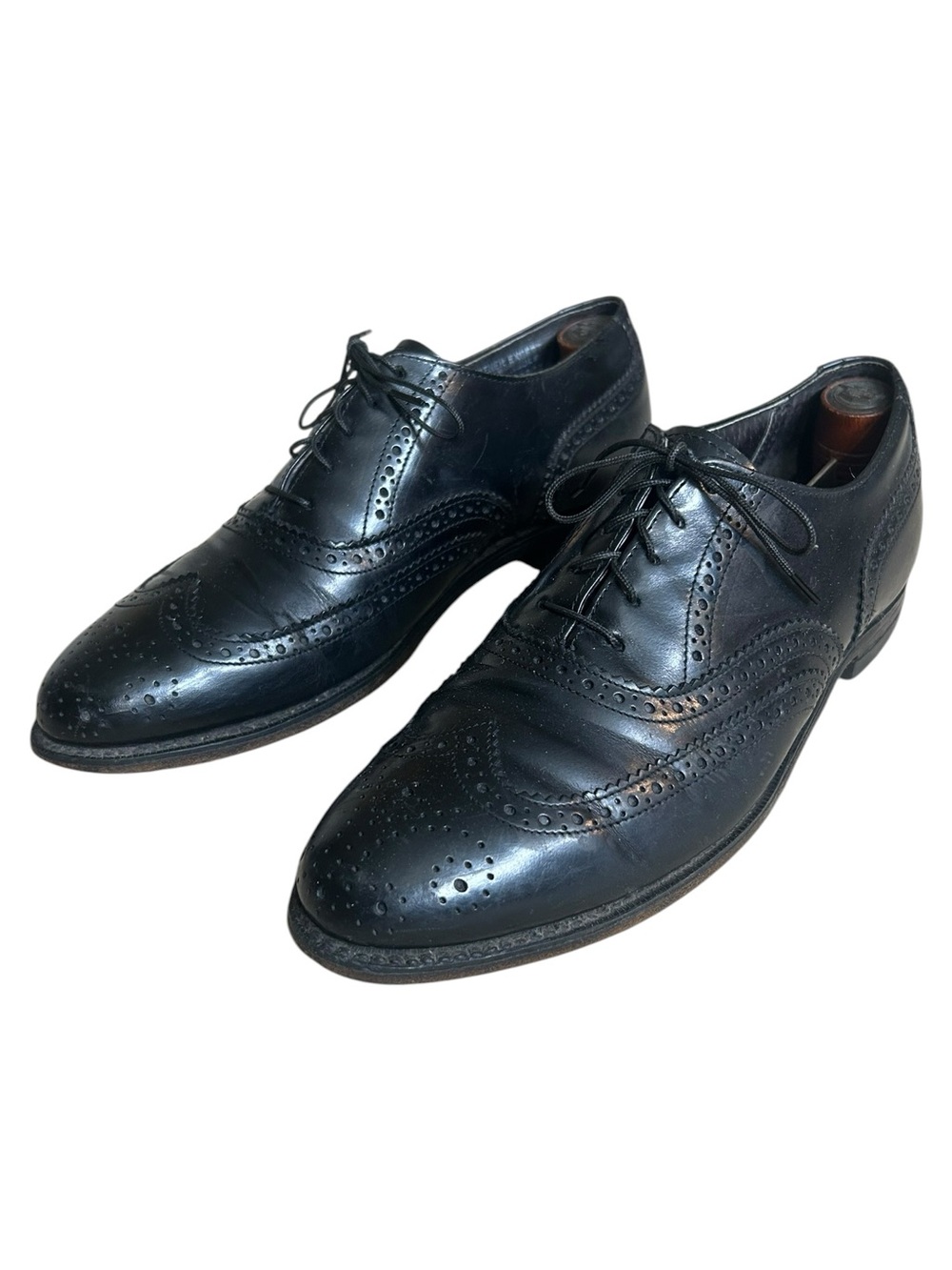 Black Leather Florsheim Lexington Wing tipped Brogue Oxford Dress Shoes Size 7.5